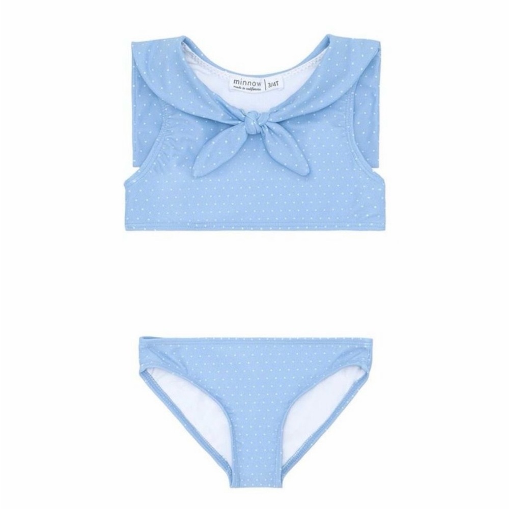 NWOT Minnow Mulberry Blue Dot Sailor Bikini 3/4T